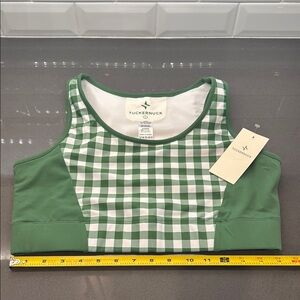 Tuckernuck Trellis Green Gingham Women’s Sports Bra/Top Size Large